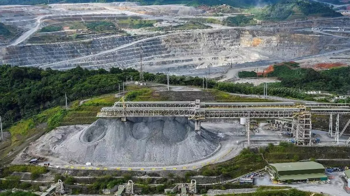 Vista aérea de la mina de Cobre Panamá en Donoso, Colón