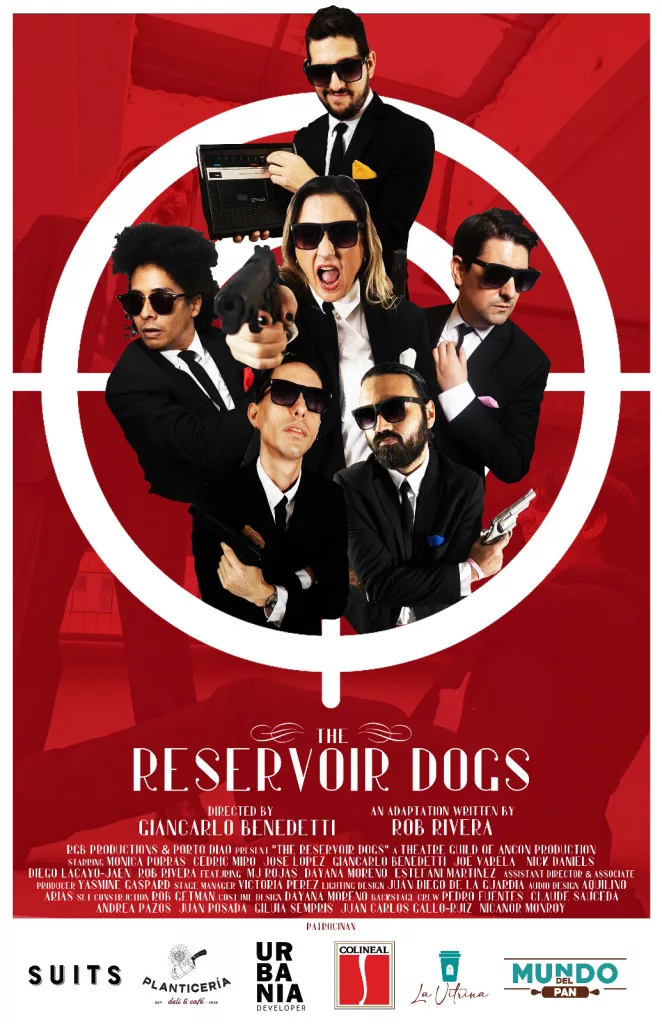 Official poster of "The Reservoir Dogs" at the Theatre Guild of Ancon.